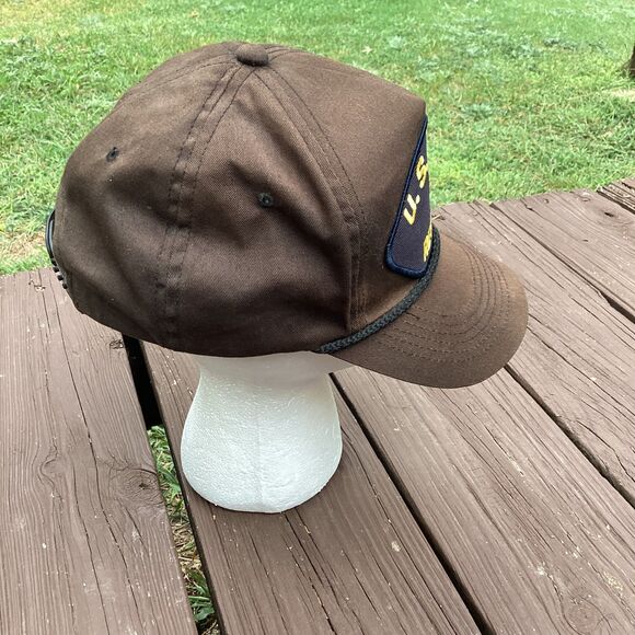 U.S.‎ Navy Retired Brown Baseball Cap Rope Cord Adjustable Hat - Picture 4 of 5